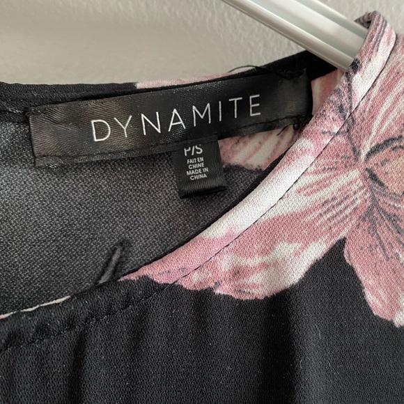 Dynamite floral dress/tunic size small, 3/4 sleeves, pink accents - Picture 3 of 4